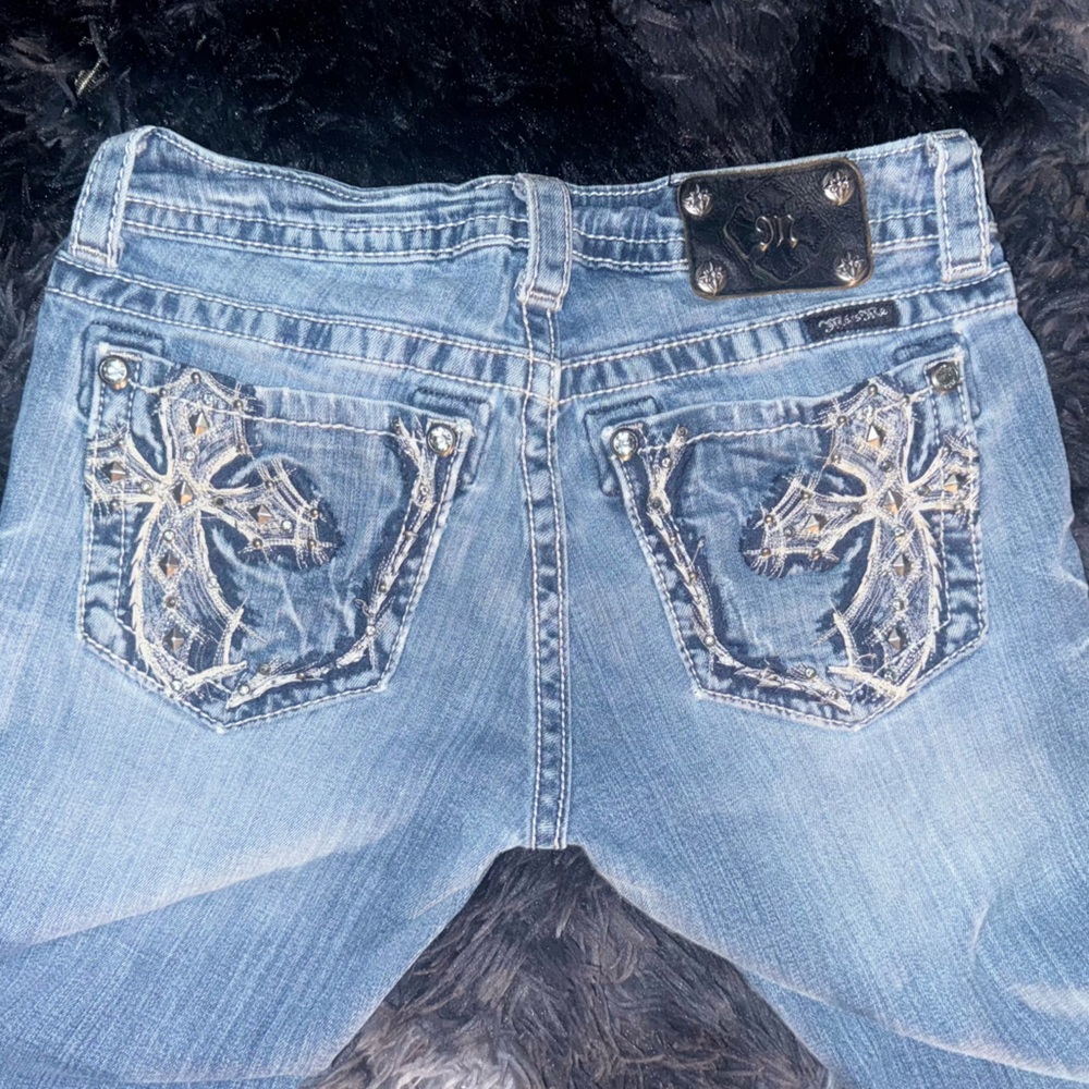 Miss Me Light Blue Boot Cut Jeans with Embellished Pockets